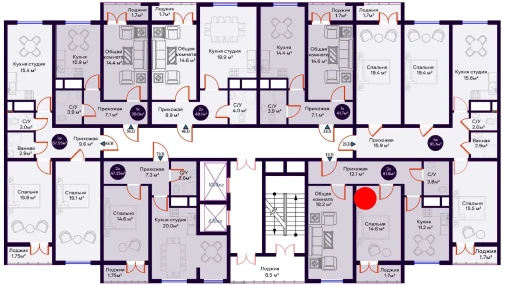 2-комнатная квартира 61.6 м²  11/16 этаж | Жилой комплекс Crystal Avenue