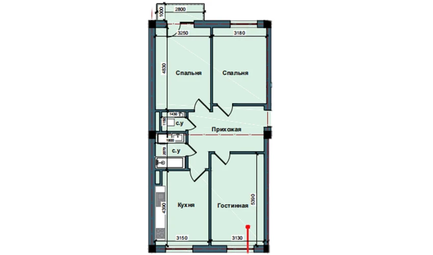 3-xonali xonadon 85.3 m²  10/10 qavat | NUR BARAKA Turar-joy majmuasi