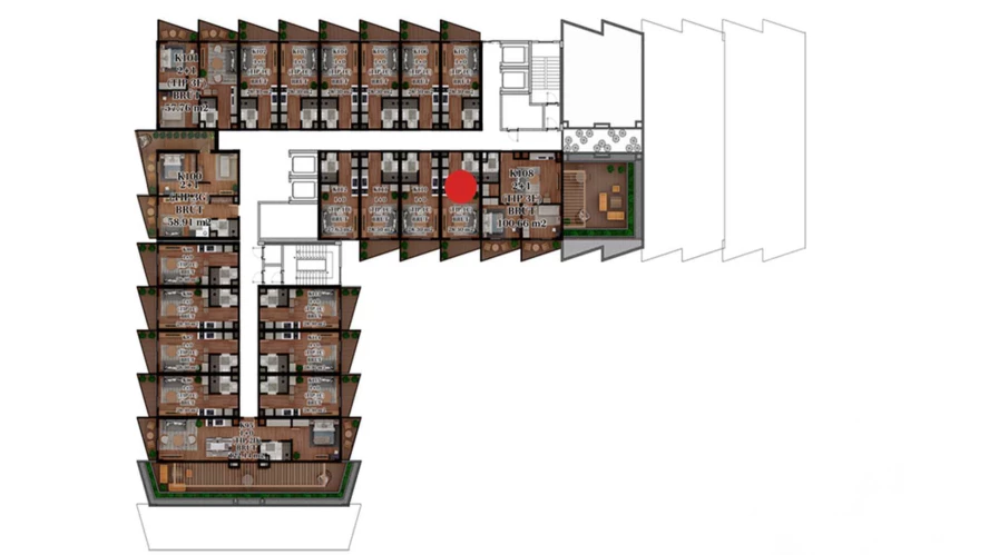 1-комн. квартира 24.64 м²  4/7 этаж | Жилой комплекс TUSHLAR VODIYSI