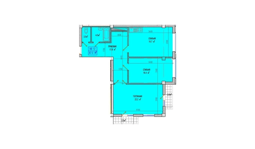 3-комнатная квартира 87 м²  3/9 этаж | Жилой комплекс Yuksalish Nurafshon