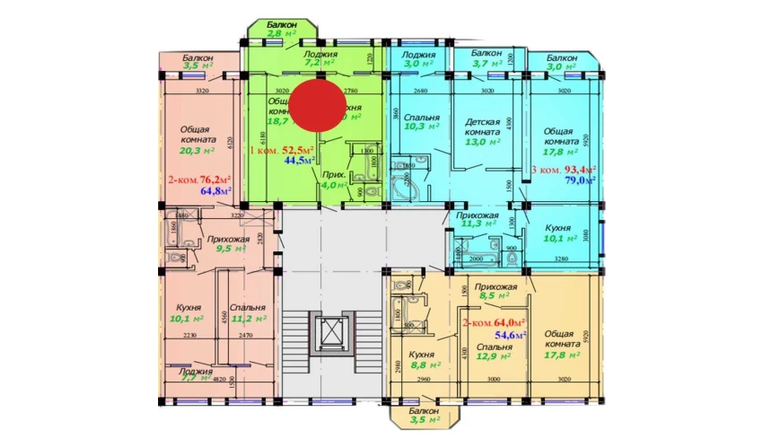 1-комнатная квартира 52.5 м²  2/7 этаж | Жилой комплекс Bunyodkor