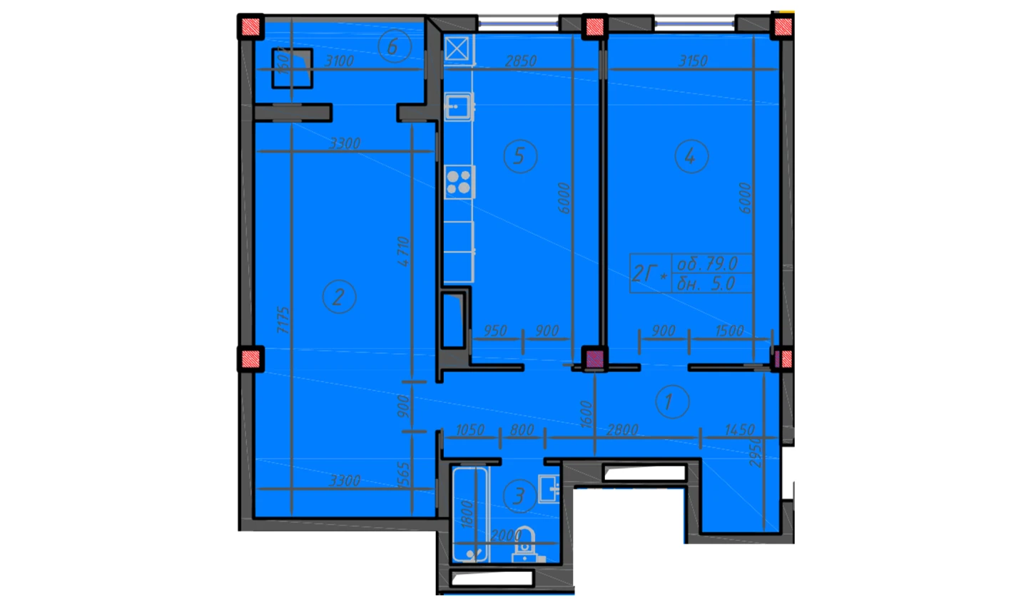 2-xonali xonadon 79 m² 11/12 qavat | Sokin hayot Turar-joy majmuasi 2-xonali xonadon 79 m² 11/12 qavat | Sokin hayot Turar-joy majmuasi