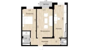 2-xonali xonadon 61.73 m²  8/10 qavat | Ko'kcha-Oqtepa Turar-joy majmuasi