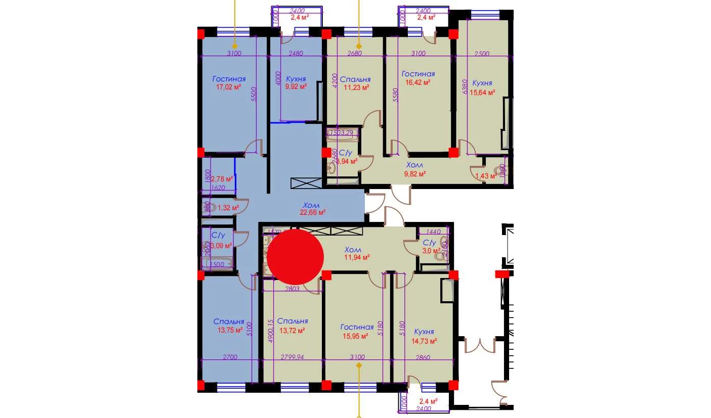 2-xonali xonadon 67.15 m²  9/10 qavat | Ko'kcha-Oqtepa Turar-joy majmuasi