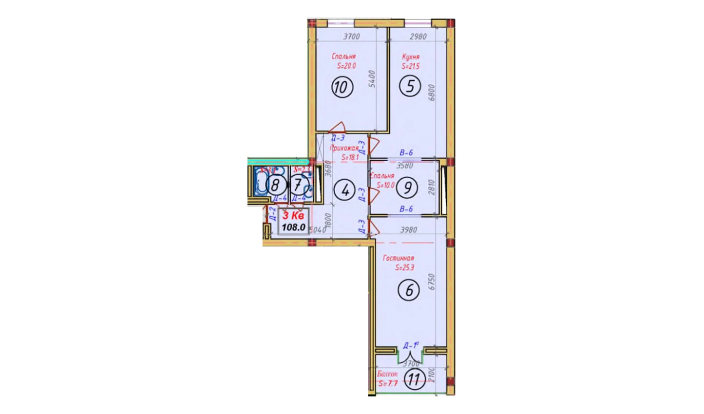 3-комн. квартира 114.4 м²  7/9 этаж | Жилой комплекс SAMARQAND CITY