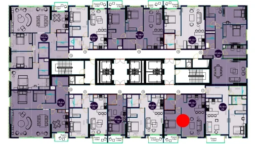 2-комнатная квартира 66.12 м²  19/22 этаж | Жилой комплекс Central Avenue