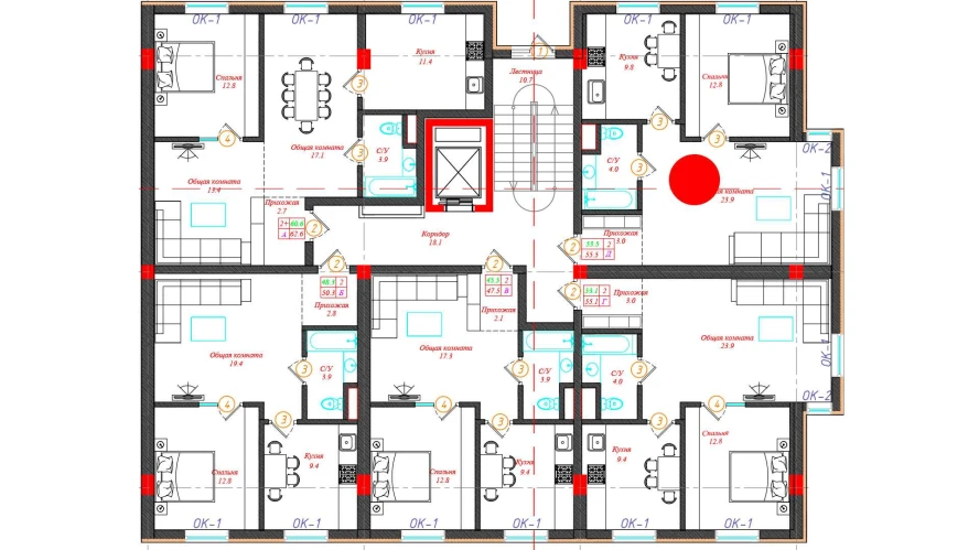 2-комн. квартира 55.5 м²  1/12 этаж | Жилой комплекс CHINARA PARK