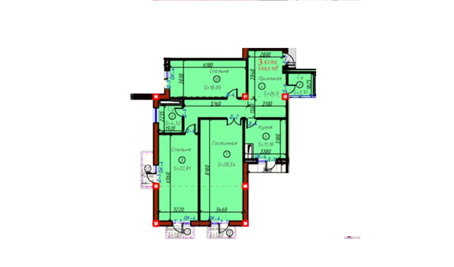 3-комн. квартира 144 м²  9/9 этаж | Жилой комплекс SAMARQAND CITY