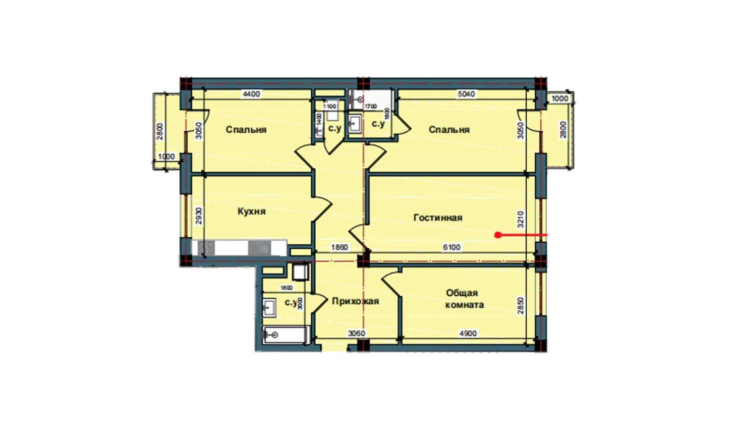 4-комн. квартира 112.1 м²  3/10 этаж | Жилой комплекс NUR BARAKA