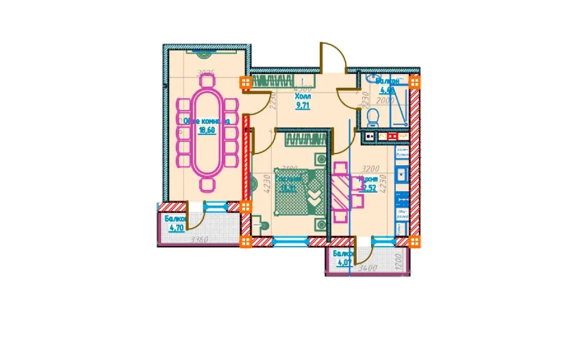 2-комнатная квартира 58.61 м²  11/13 этаж | Жилой комплекс Al-Qasr