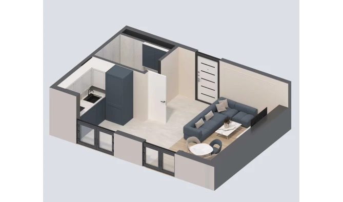 1-xonali xonadon 28.57 m²  12/14 qavat | PARVOZ Turar-joy majmuasi