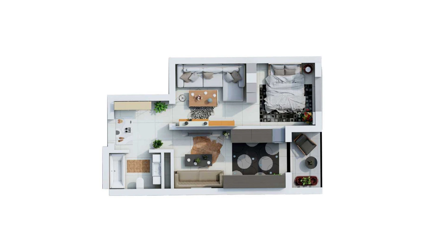 1-комн. квартира 45.63 м²  5/17 этаж | Жилой комплекс UCHTEPA CITY