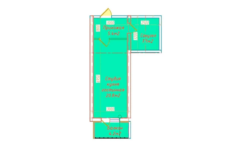 1-комнатная квартира 37.5 м²  3/16 этаж | Жилой комплекс DO'MBIROBOD RESIDENCE