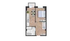 1-xonali xonadon 41.44 m²  9/10 qavat | Ko'kcha-Oqtepa Turar-joy majmuasi