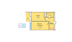 1-xonali xonadon 37.08 m²  8/9 qavat | PROVANS Turar-joy majmuasi