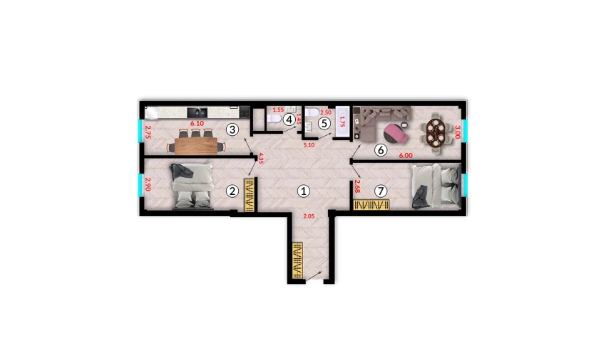 3-комнатная квартира 105 м²  10/10 этаж | Жилой комплекс Ko'kcha-Oqtepa
