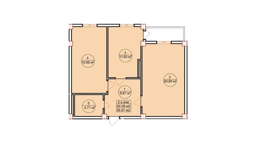 2-комнатная квартира 62.08 м²  7/7 этаж | Жилой комплекс Ashxabod