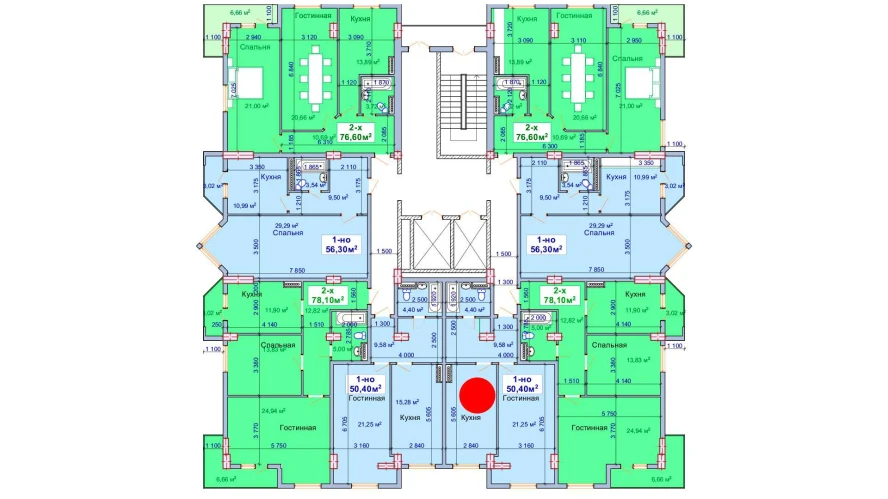 1-комн. квартира 50.4 м²  5/9 этаж | Жилой комплекс SHAYX-UL OLAM