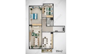 3-xonali xonadon 99 m²  1/12 qavat | MODERN SERGELI Turar-joy majmuasi