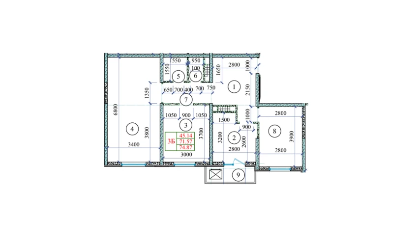 2-комнатная квартира 60.69 м²  6/9 этаж | Жилой комплекс Yangi O'zbekiston