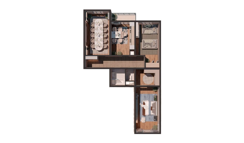3-комнатная квартира 89.83 м²  3/16 этаж | Жилой комплекс JOMIY RESIDENCE