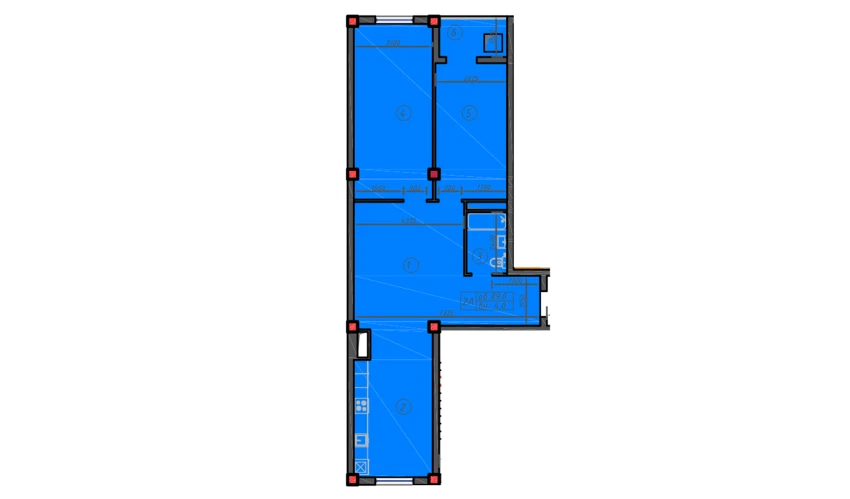 2-комнатная квартира 89 м²  10/12 этаж | Жилой комплекс Sokin hayot