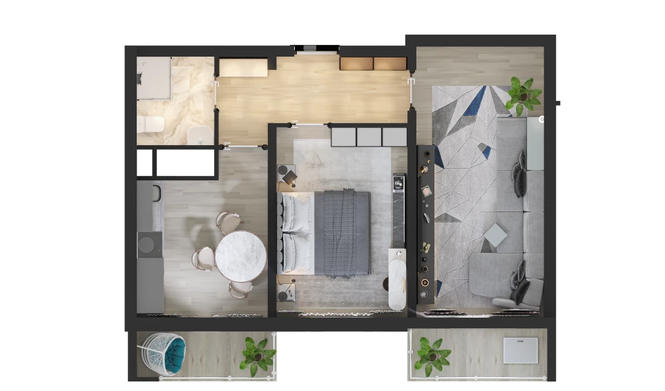 2-комн. квартира 52.7 м²  6/16 этаж | Жилой комплекс TRINITY