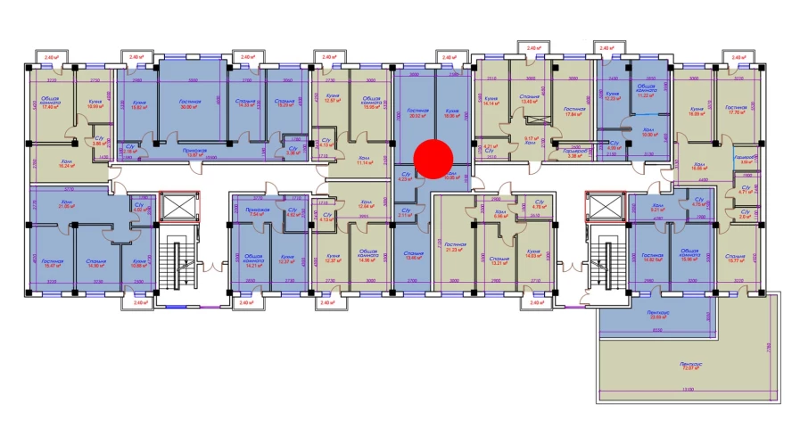 2-xonali xonadon 71.23 m²  3/10 qavat | Ko'kcha-Oqtepa Turar-joy majmuasi