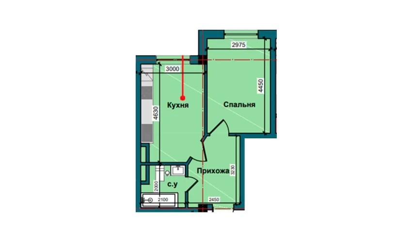 1-комнатная квартира 39.4 м²  2/9 этаж | Жилой комплекс NUR BARAKA