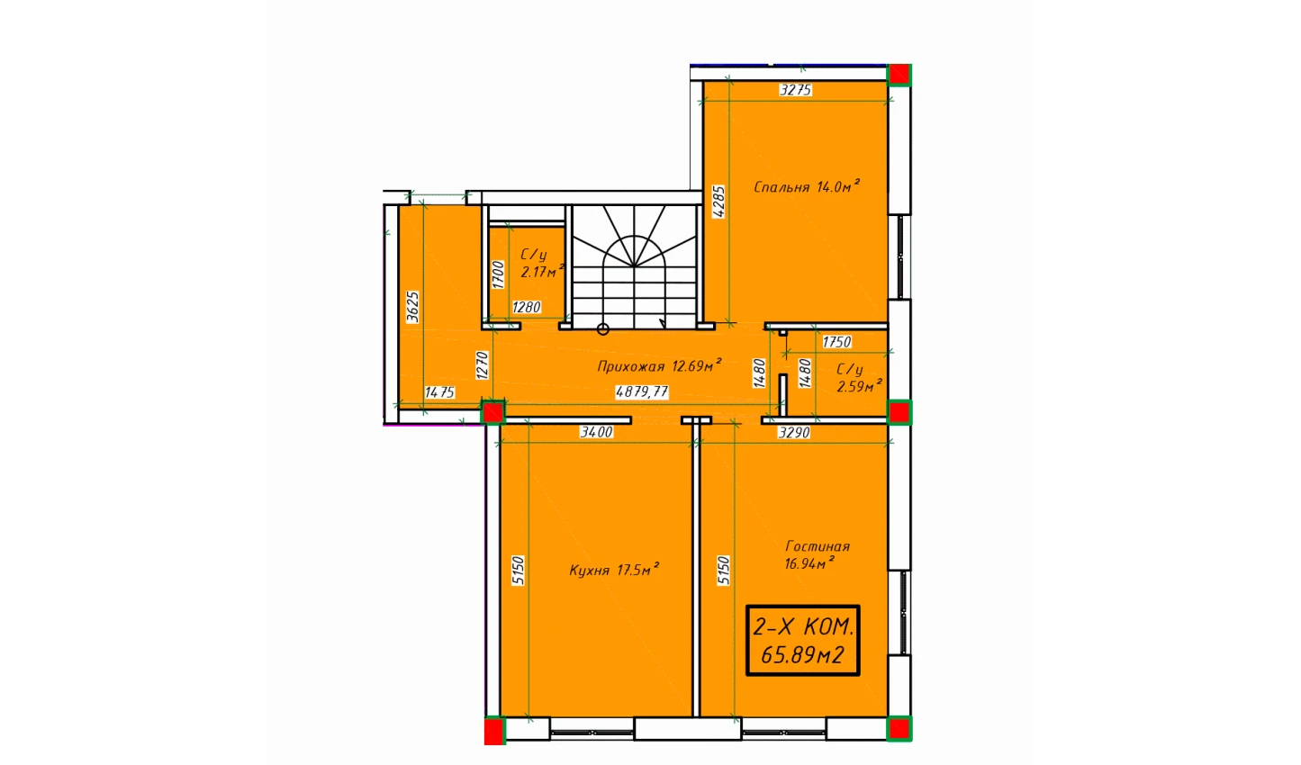 2-комн. квартира 131.78 м²  1/4 этаж | Жилой комплекс SABZAVOT CITY