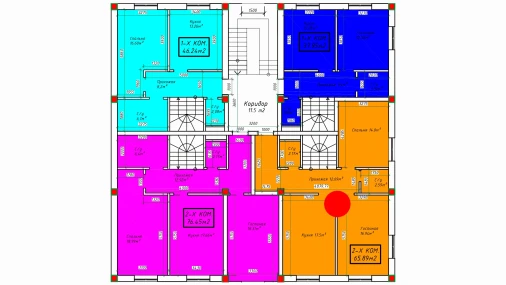 2-xonali xonadon 131.78 m²  1/4 qavat | SABZAVOT CITY Turar-joy majmuasi