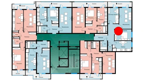 3-xonali xonadon 69.07 m²  9/16 qavat | SOKIN DIYOR Turar-joy majmuasi