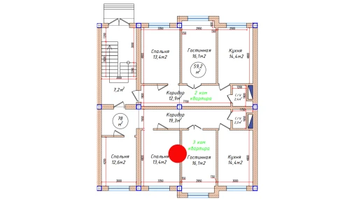 3-комнатная квартира 78 м²  1/5 этаж | Жилой комплекс Oq mahalla