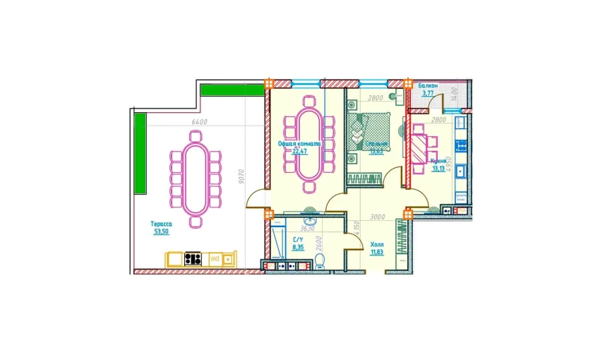 2-xonali xonadon 122.75 m²  13/13 qavat | Al-Qasr Turar-joy majmuasi