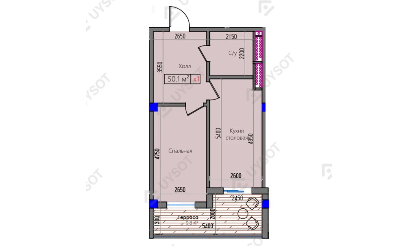 1-комн. квартира 50.1 м²  16/16 этаж | Жилой комплекс Park Avenue