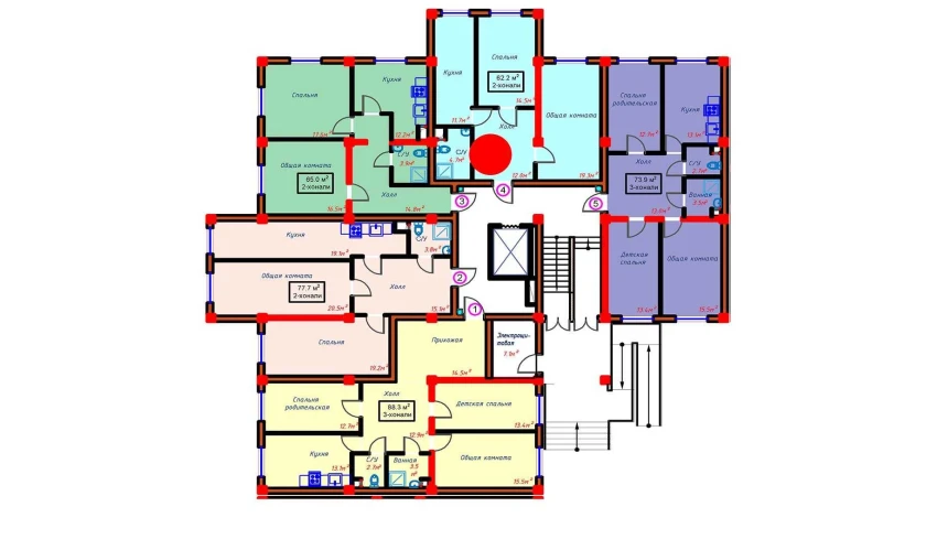 2-xonali xonadon 62.2 m²  1/10 qavat | Turon Turar-joy majmuasi