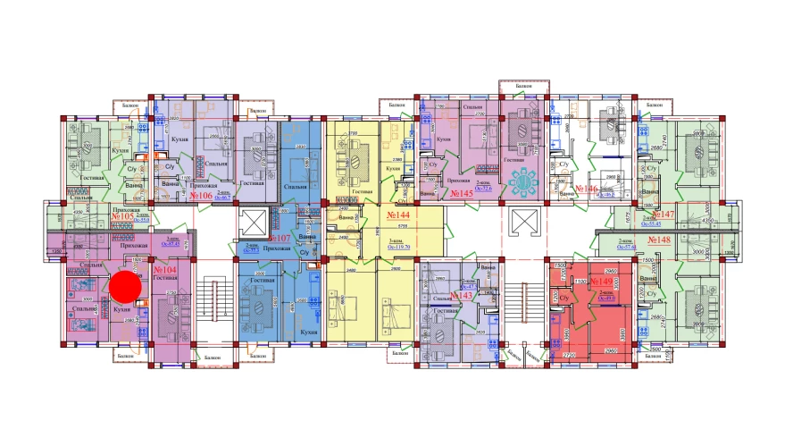 3-комн. квартира 87.45 м²  3/9 этаж | Жилой комплекс ZAR ZAMONAVIY UYLAR