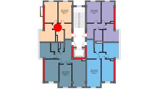 2-комнатная квартира 69.7 м²  9/10 этаж | Жилой комплекс BRIDGE