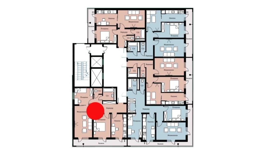 3-xonali xonadon 68.23 m²  15/16 qavat | SOKIN DIYOR Turar-joy majmuasi