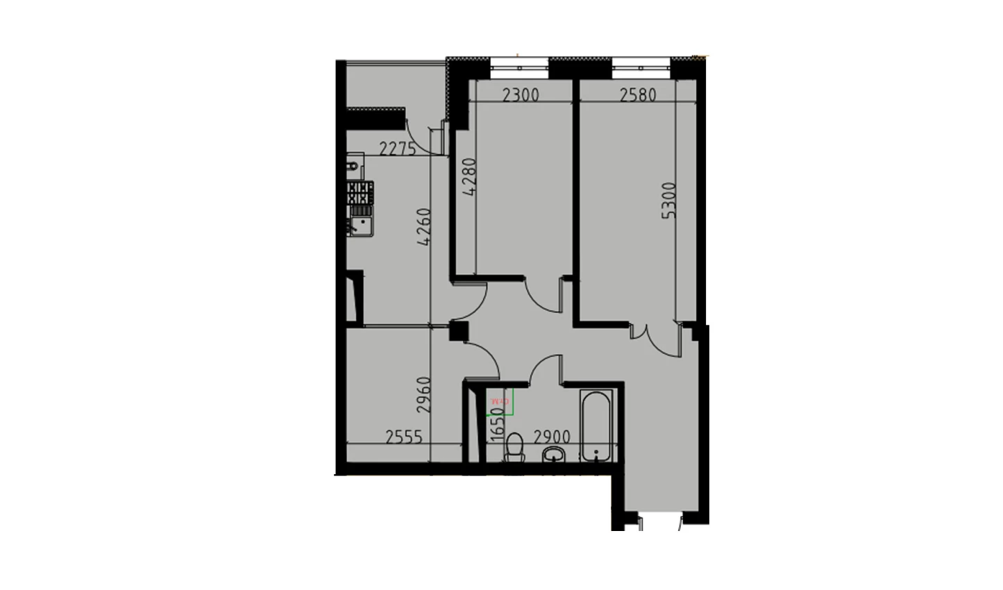 2-xonali xonadon 60.35 m²  3/10 qavat | YANGIOBOD RESIDENCE Turar-joy majmuasi