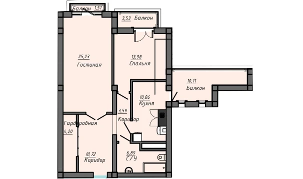 2-xonali xonadon 80.01 m²  4/10 qavat | Samarqand Park Avenue Turar-joy majmuasi