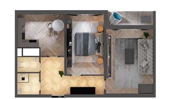 2-комнатная квартира 61.8 м²  13/16 этаж | Жилой комплекс TRINITY