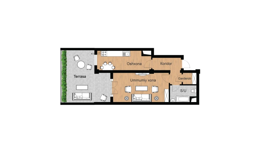 1-комнатная квартира 75.8 м²  3/16 этаж | Жилой комплекс Musaffo