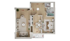 2-комн. квартира 62.95 м²  12/16 этаж | Жилой комплекс ISLOMOBOD