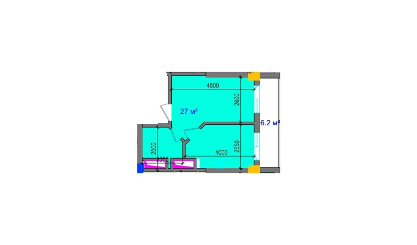 1-xonali xonadon 33.2 m²  3/12 qavat | SOKIN SOHIL Turar-joy majmuasi