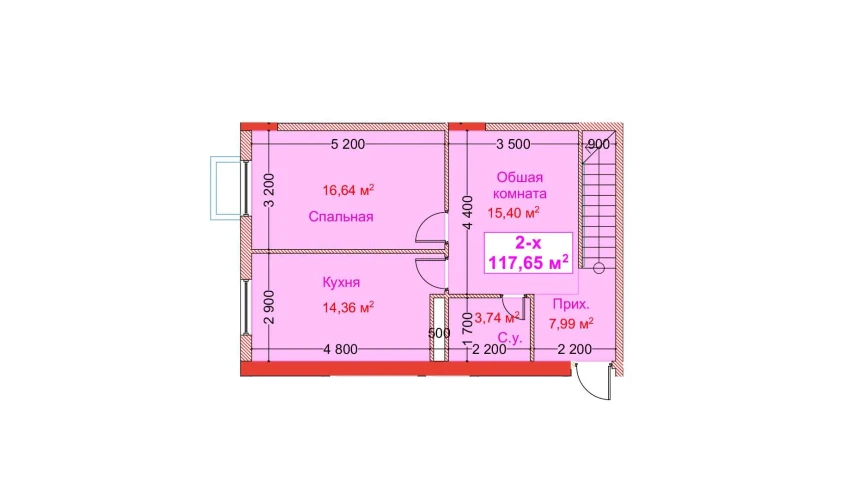 2-xonali xonadon 117.65 m²  1/8 qavat | CAPITAL AVENUE Turar-joy majmuasi