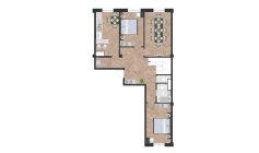 3-xonali xonadon 96.22 m²  1/10 qavat | Ko'kcha-Oqtepa Turar-joy majmuasi