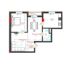 2-xonali xonadon 62.6 m²  5/12 qavat | CHINARA PARK Turar-joy majmuasi