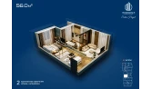 1-xonali xonadon 56 m²  9/12 qavat | Sokin hayot Turar-joy majmuasi