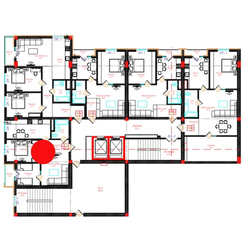 2-комн. квартира 56.2 м²  3/10 этаж | Жилой комплекс CHINARA PARK
